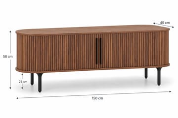 Noira Oval TV bänk Valnöt 150x45 cm Ribbad - Mörkbrunt / Brunt Trä - Möbler - TV- & Mediamöbler - TV bänk & mediabänk