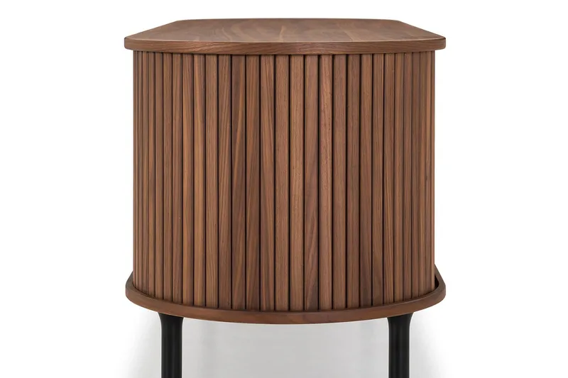 Noira Oval TV bänk Valnöt 150x45 cm Ribbad - Mörkbrunt / Brunt Trä - Möbler - TV- & Mediamöbler - TV bänk & mediabänk