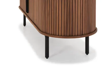 Noira Oval TV bänk Valnöt 150x45 cm Ribbad - Mörkbrunt / Brunt Trä - Möbler - TV- & Mediamöbler - TV bänk & mediabänk