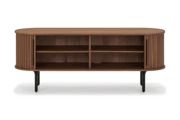 Noira Oval TV bänk Valnöt 150x45 cm Ribbad - Mörkbrunt / Brunt Trä - Möbler - TV- & Mediamöbler - TV bänk & mediabänk