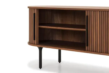 Noira Oval TV bänk Valnöt 150x45 cm Ribbad - Mörkbrunt / Brunt Trä - Möbler - TV- & Mediamöbler - TV bänk & mediabänk