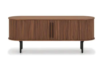 Noira Ribbad Oval TV-bänk 150 cm med Förvaring i Trä och Valnöt - Brun - Möbler - TV- & Mediamöbler - TV bänk & mediabänk