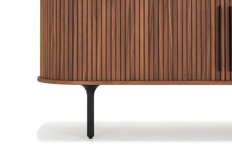 Noira Ribbad Oval TV-bänk 150 cm med Förvaring i Trä och Valnöt - Brun - Möbler - TV- & Mediamöbler - TV bänk & mediabänk