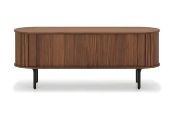 Noira Ribbad Oval TV-bänk 150 cm med Förvaring i Trä och Valnöt - Brun - Möbler - TV- & Mediamöbler - TV bänk & mediabänk