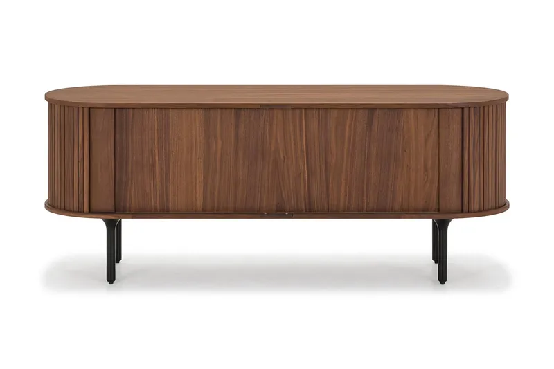 Noira Ribbad Oval TV-bänk 150 cm med Förvaring i Trä och Valnöt - Brun - Möbler - TV- & Mediamöbler - TV bänk & mediabänk