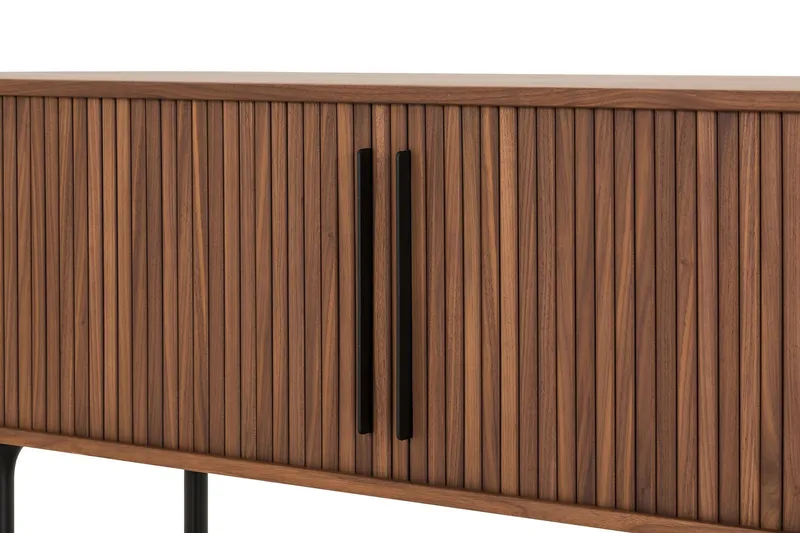 Noira Ribbad Oval TV-bänk 150 cm med Förvaring i Trä och Valnöt - Brun - Möbler - TV- & Mediamöbler - TV bänk & mediabänk