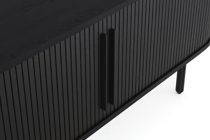 Noira Tv bänk med Förvaring 150x45 cm - Svart / Ek / Ribbad - Möbler - TV- & Mediamöbler - TV bänk & mediabänk