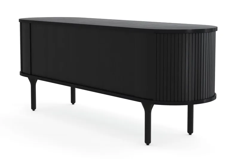 Noira Tv bänk med Förvaring 150x45 cm - Svart / Ek / Ribbad - Möbler - TV- & Mediamöbler - TV bänk & mediabänk