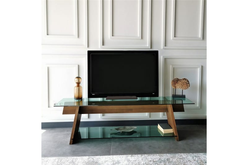 Noralee TV-Bänk 158 cm - Valnöt/Grön - Möbler - TV- & Mediamöbler - TV bänk & mediabänk