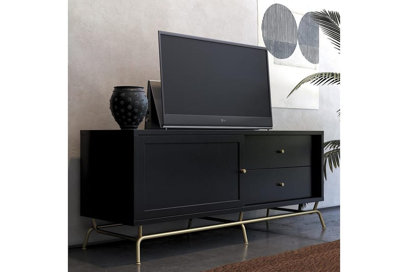Nova Golvstående TV-bänk 150 cm med Förvaring i Målat Trä - Svart - Möbler - TV- & Mediamöbler - TV bänk & mediabänk