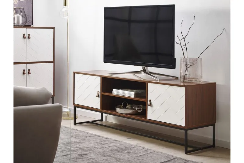 Nueva Golvstående TV Bänk 150 cm med Förvaring i Mörkt Trä - Brun - Möbler - TV- & Mediamöbler - TV bänk & mediabänk