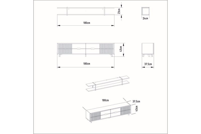 Ocotla Tv-bänk 179,8 cm - Vit - Möbler - TV- & Mediamöbler - TV bänk & mediabänk