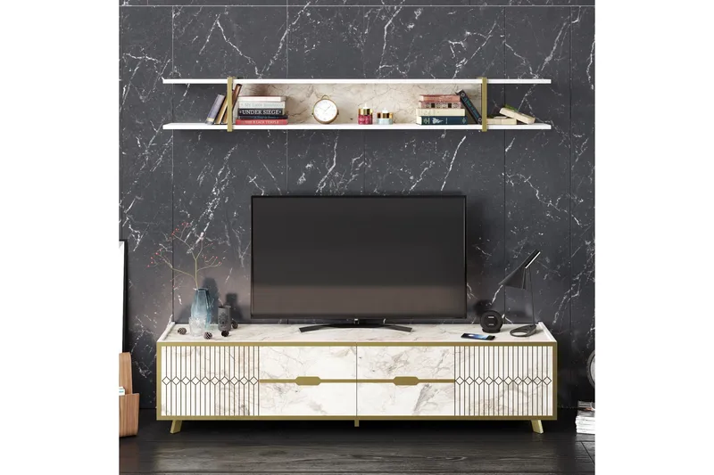 Ocotla Tv-bänk 179,8 cm - Vit - Möbler - TV- & Mediamöbler - TV bänk & mediabänk