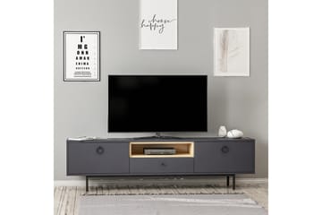 Papias Golvstående Tv Bänk 180 cm med Förvaring i Mörkt Trä - Antracit - Möbler - TV- & Mediamöbler - TV bänk & mediabänk