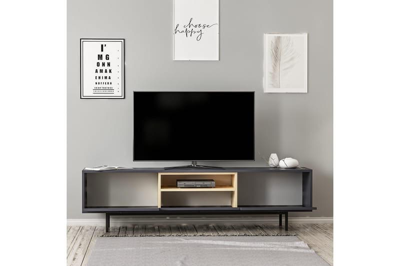 Papias Golvstående Tv Bänk 180 cm med Förvaring i Mörkt Trä - Antracit - Möbler - TV- & Mediamöbler - TV bänk & mediabänk