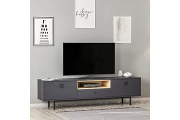Papias Golvstående Tv Bänk 180 cm med Förvaring i Mörkt Trä - Antracit - Möbler - TV- & Mediamöbler - TV bänk & mediabänk