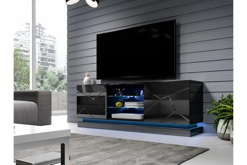 Qiu Tv-bänk 160 cm - Svart - Möbler - TV- & Mediamöbler - TV bänk & mediabänk