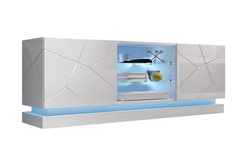 Qiu Tv-bänk 160 cm, Vit Högglans