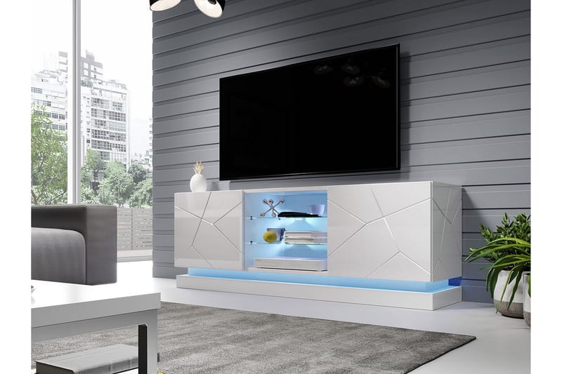 Qiu Tv-bänk 160 cm - Vit Högglans - Möbler - TV- & Mediamöbler - TV bänk & mediabänk
