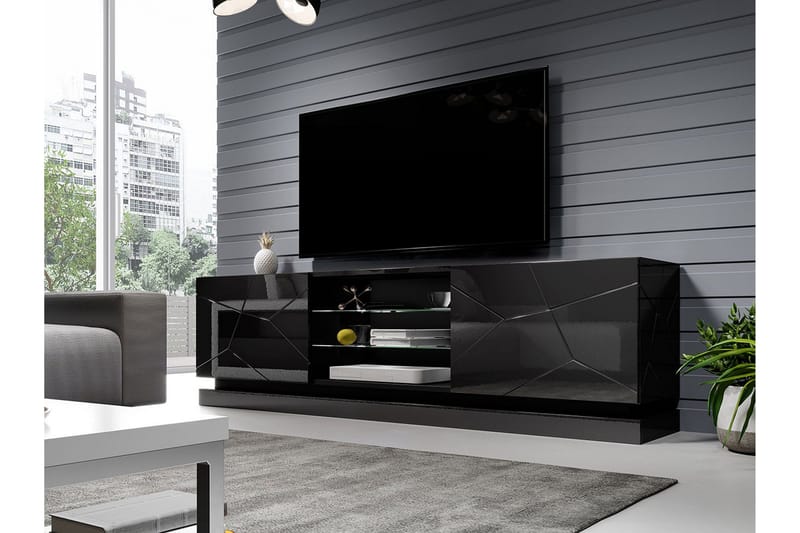Qiu Tv-bänk 200 cm - Svart - Möbler - TV- & Mediamöbler - TV bänk & mediabänk