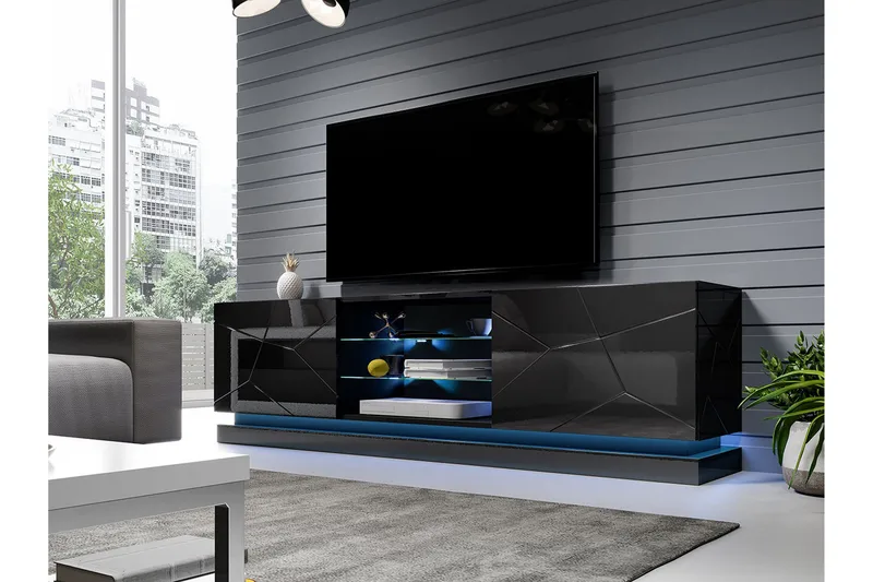 Qiu Tv-bänk 200 cm - Svart - Möbler - TV- & Mediamöbler - TV bänk & mediabänk