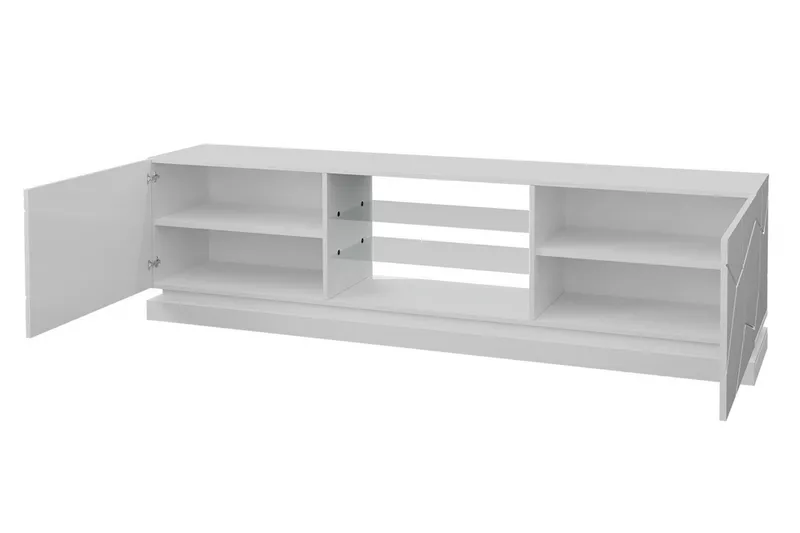 Qiu Tv-bänk 200 cm - Vit / Högglans / Glas - Möbler - TV- & Mediamöbler - TV bänk & mediabänk