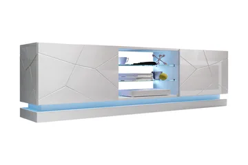 Qiu Tv-bänk 200 cm - Vit / Högglans / Glas - Möbler - TV- & Mediamöbler - TV bänk & mediabänk