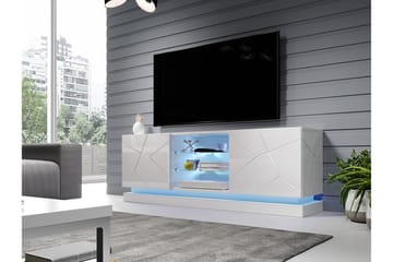 Qiu TV-bänk 40x160 cm LED-belysning - Vit/Högglans - Möbler - TV- & Mediamöbler - TV bänk & mediabänk