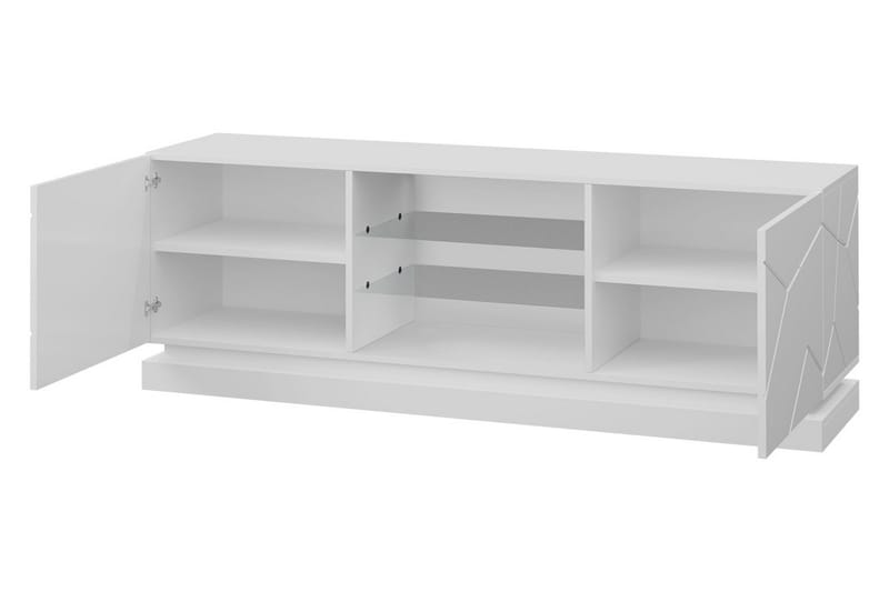 Qiu TV-bänk 40x160 cm LED-belysning - Vit/Högglans - Möbler - TV- & Mediamöbler - TV bänk & mediabänk