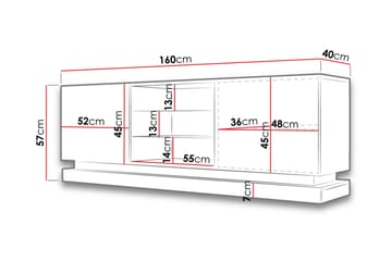 Qiu TV-bänk 40x160 cm LED-belysning - Vit/Högglans - Möbler - TV- & Mediamöbler - TV bänk & mediabänk