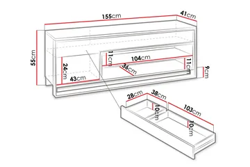 Quant Golvstående Tv Bänk 155 cm med Förvaring i Ljust Trä - Beige - Möbler - TV- & Mediamöbler - TV bänk & mediabänk