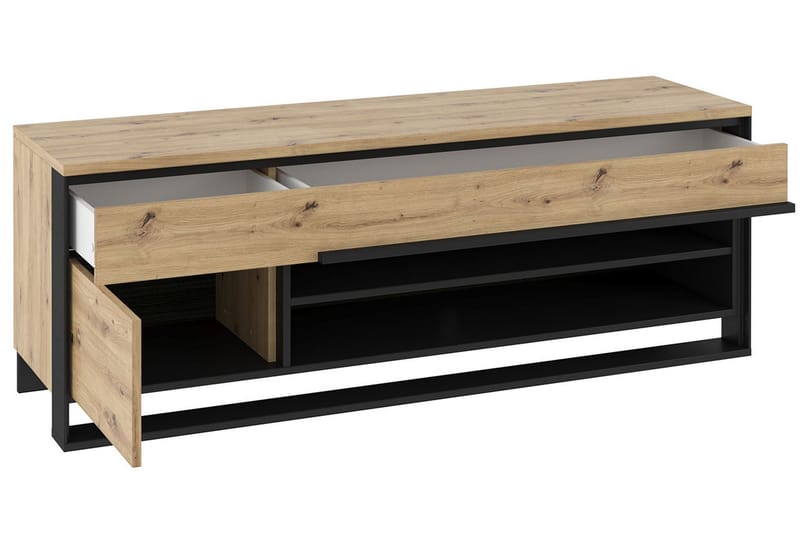 Quant Golvstående Tv Bänk 155 cm med Förvaring i Ljust Trä - Beige - Möbler - TV- & Mediamöbler - TV bänk & mediabänk