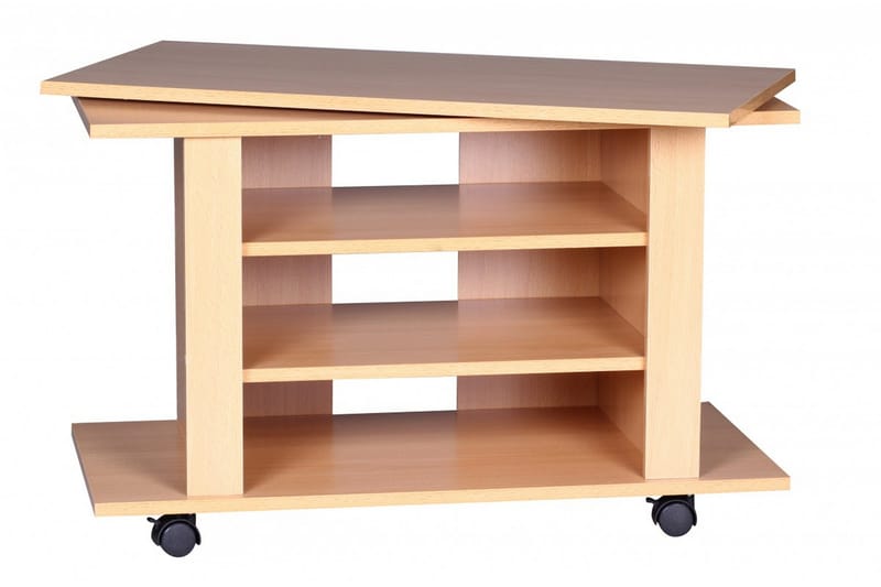 Reeti Golvstående TV Bänk 75 cm med Hjul och Förvaring i Ljust Trä - Beige - Möbler - TV- & Mediamöbler - TV bänk & mediabänk