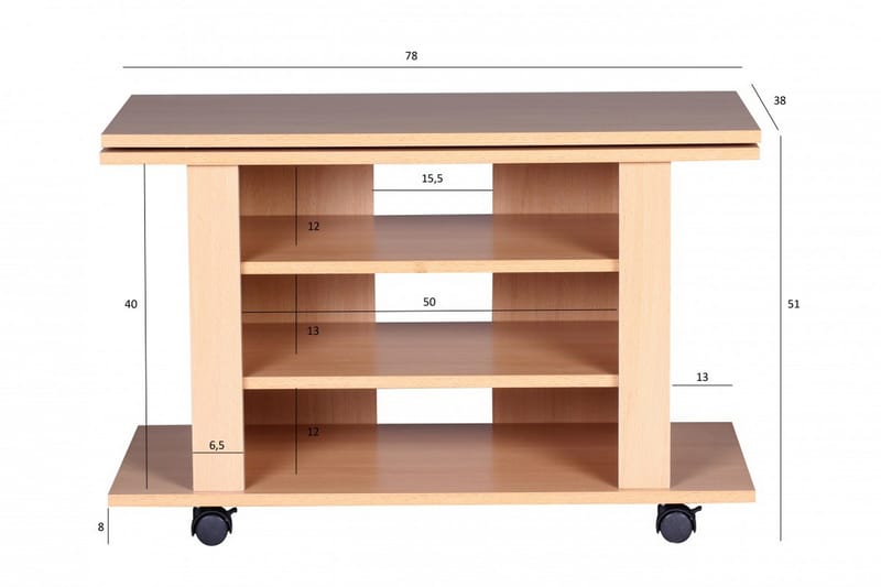 Reeti Golvstående TV Bänk 75 cm med Hjul och Förvaring i Ljust Trä - Beige - Möbler - TV- & Mediamöbler - TV bänk & mediabänk