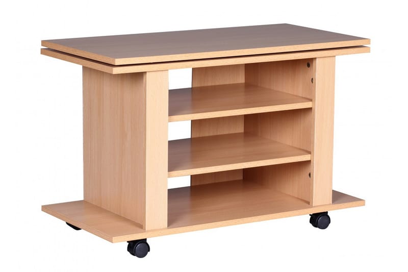 Reeti Golvstående TV Bänk 75 cm med Hjul och Förvaring i Ljust Trä - Beige - Möbler - TV- & Mediamöbler - TV bänk & mediabänk