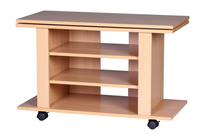 Reeti Golvstående TV Bänk 75 cm med Hjul och Förvaring i Ljust Trä - Beige - Möbler - TV- & Mediamöbler - TV bänk & mediabänk