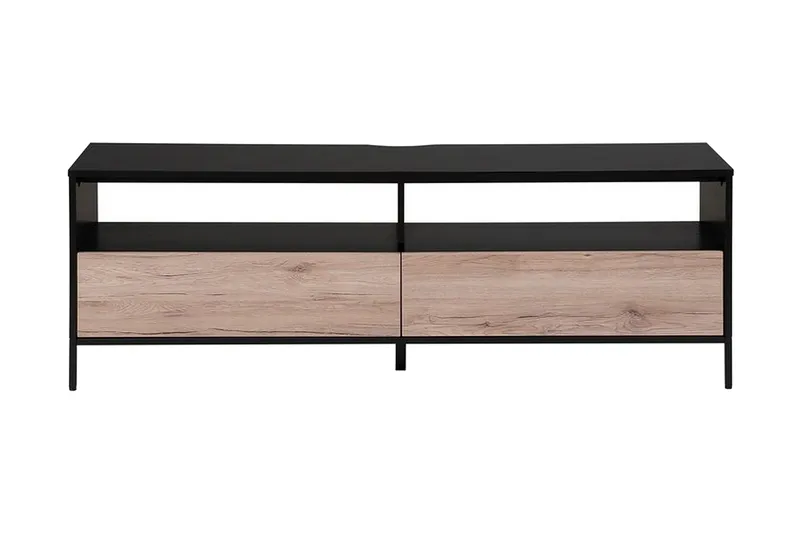 Revelle Golvstående TV-bänk 150 cm med Förvaring i Ljust Trä - Svart - Möbler - TV- & Mediamöbler - TV bänk & mediabänk