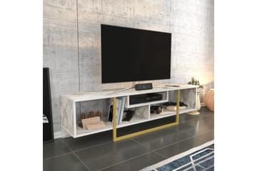 Rinorea Golvstående TV Bänk 150 cm i Trä med Metallunderrede och Förvaring - Vit - Möbler - TV- & Mediamöbler - TV bänk & mediabänk