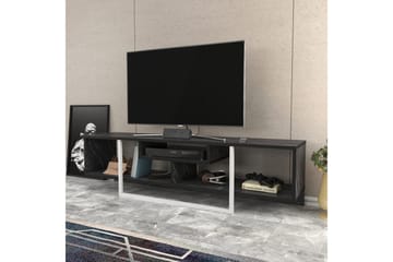 Rinorea Golvstående Tv Bänk 150 cm med Förvaring i Målat Trä och marmorutseende - Svart - Möbler - TV- & Mediamöbler - TV bänk & mediabänk