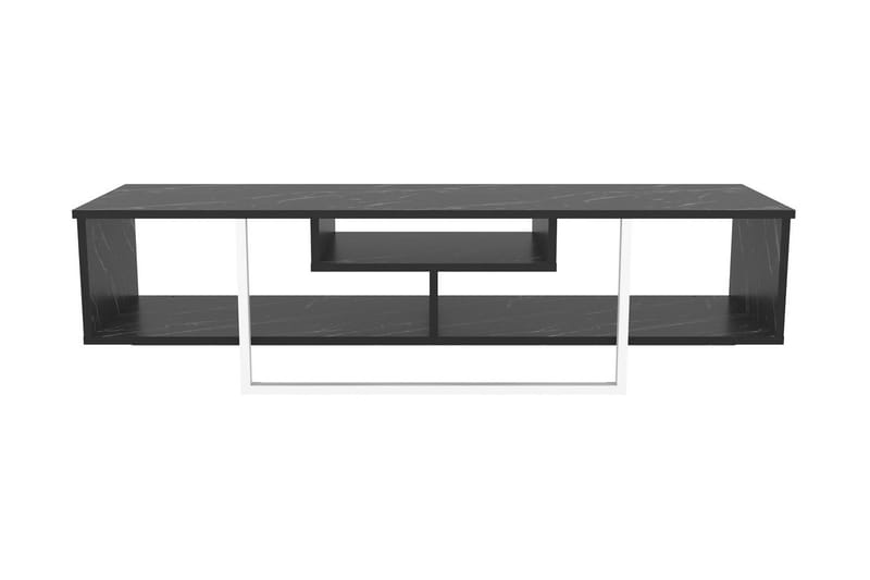 Rinorea Golvstående Tv Bänk 150 cm med Förvaring i Målat Trä och marmorutseende - Svart - Möbler - TV- & Mediamöbler - TV bänk & mediabänk