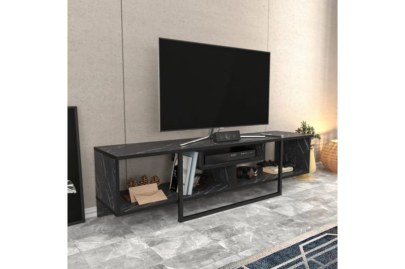 Rinorea Golvstående Tv Bänk 150 cm med Förvaring i Målat Trä - Svart - Möbler - TV- & Mediamöbler - TV bänk & mediabänk