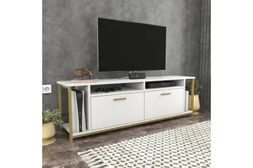 Rinorea Golvstående Tv Bänk 160 cm med Förvaring i Målat Trä - Vit - Möbler - TV- & Mediamöbler - TV bänk & mediabänk