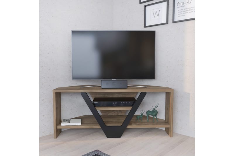 Rinorea Golvstående Tv Bänk 90 cm med Förvaring i Mörkt Trä - Brun - Möbler - TV- & Mediamöbler - TV bänk & mediabänk