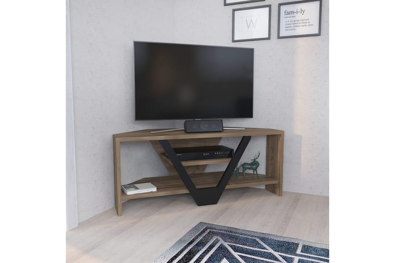 Rinorea Golvstående Tv Bänk 90 cm med Förvaring i Mörkt Trä - Brun - Möbler - TV- & Mediamöbler - TV bänk & mediabänk