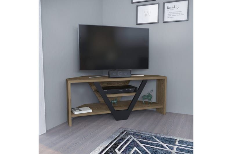 Rinorea Golvstående Tv Bänk 90 cm med Förvaring i Mörkt Trä - Ljusbrun - Möbler - TV- & Mediamöbler - TV bänk & mediabänk