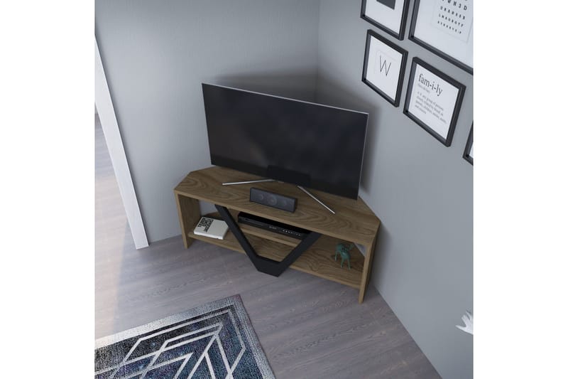 Rinorea Golvstående Tv Bänk 90 cm med Förvaring i Mörkt Trä - Ljusbrun - Möbler - TV- & Mediamöbler - TV bänk & mediabänk