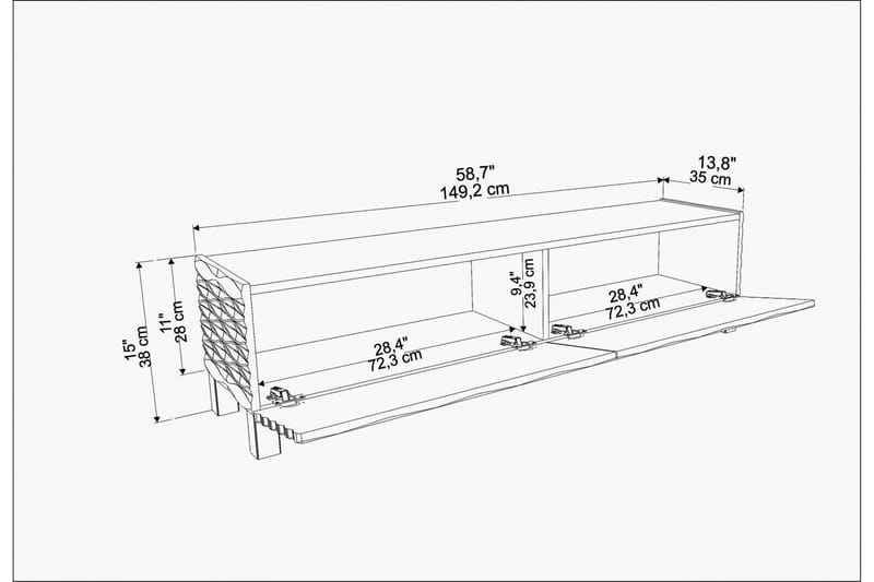 Rinorea Tv-bänk 149,2x38 cm - Blå - Möbler - TV- & Mediamöbler - TV bänk & mediabänk