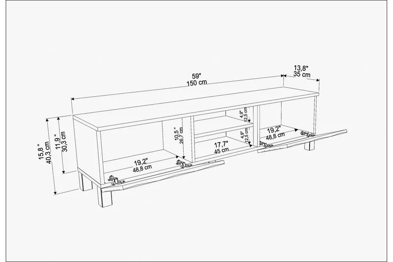 Rinorea Tv-bänk 150x40,3 cm - Vit - Möbler - TV- & Mediamöbler - TV bänk & mediabänk