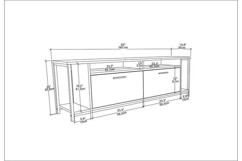 Rinorea Tv-bänk 160x50,8 cm - Vit - Möbler - TV- & Mediamöbler - TV bänk & mediabänk