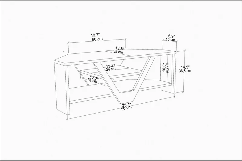 Rinorea Tv-bänk 90x36,8 cm - Brun - Möbler - TV- & Mediamöbler - TV bänk & mediabänk